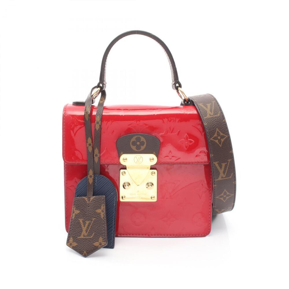 Louis Vuitton Spring Street Handbag Leather Canvas Vernis Red Blue Brown